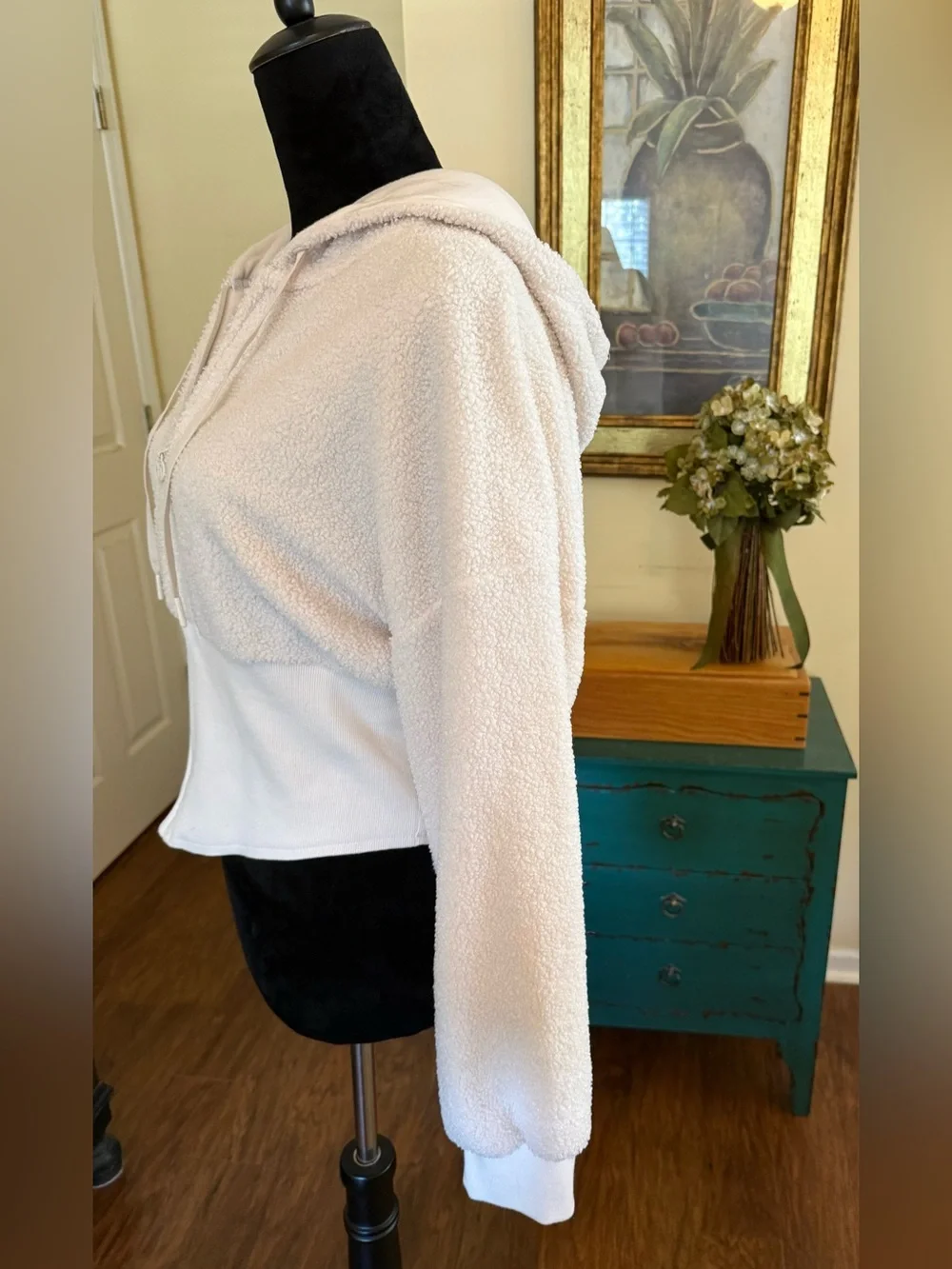 Victoria’s Secret Teddy Fleece Corset Full Zip Hoodie Ivory Large